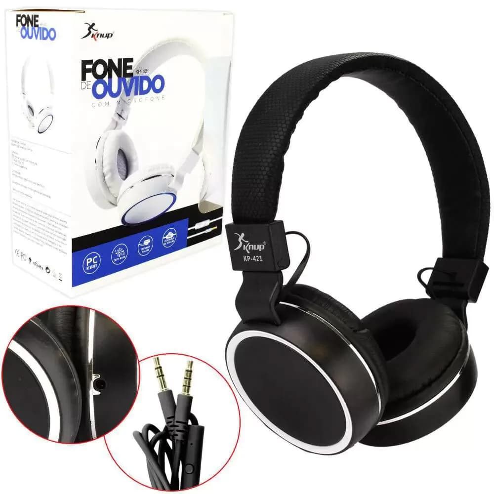 Fone de Ouvido Headset Gamer KP-421 Stereo com Fio e Microfone