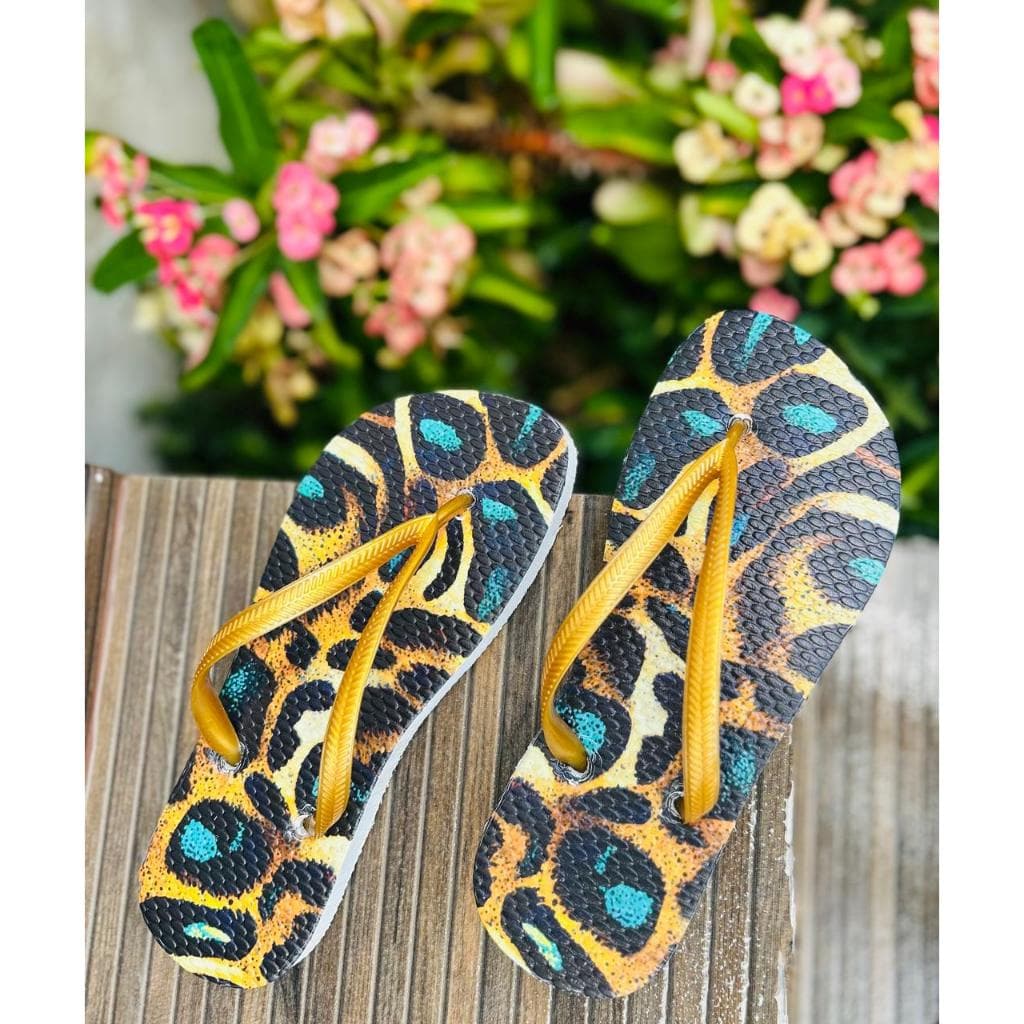 Chinelo Feminino de borracha + tira de silicone confortáveis Estampa de Verão exclusiva diferenciada