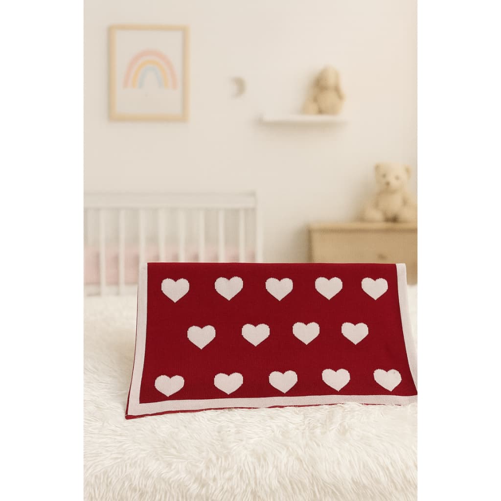Promoção Manta de Tricot Macia Aconchegante Luxo para Bebê Menino e Menina Coração Dupla Face 80cm x 80cm