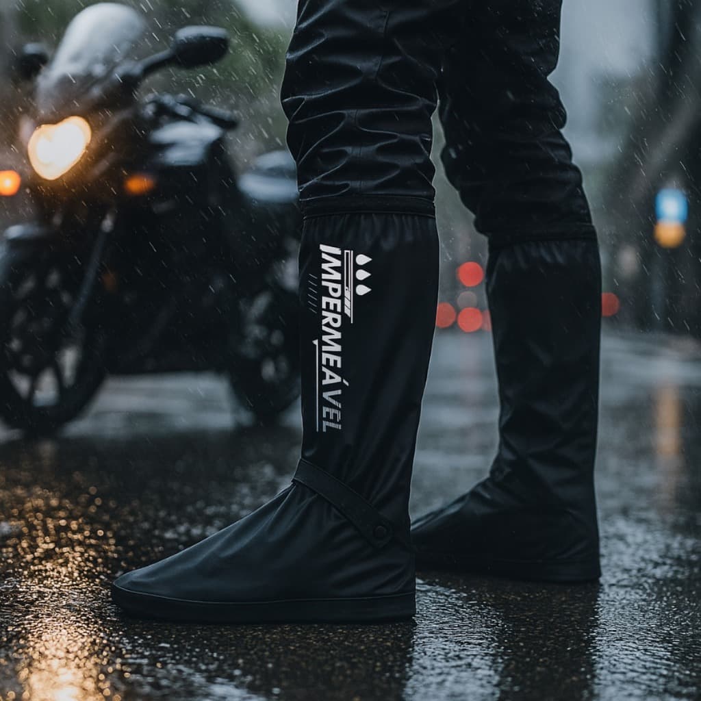 Bota Polaina Impermeável Galocha Para Motociclista Motoboy
