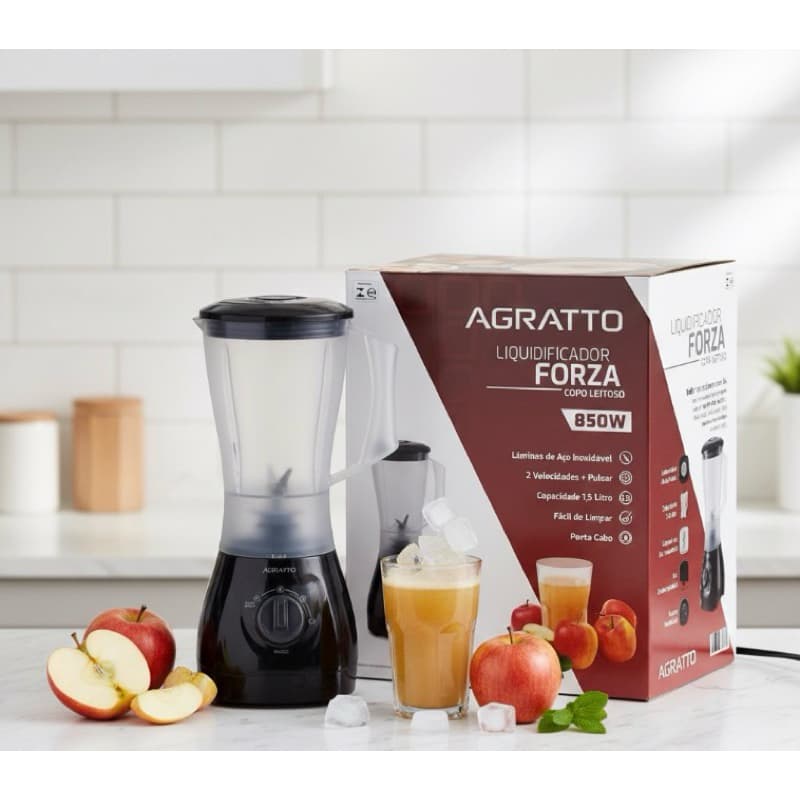 Liquidificador Agratto Forza 850W Turbo - Potência Máxima! Tritura Gelo e Polpa