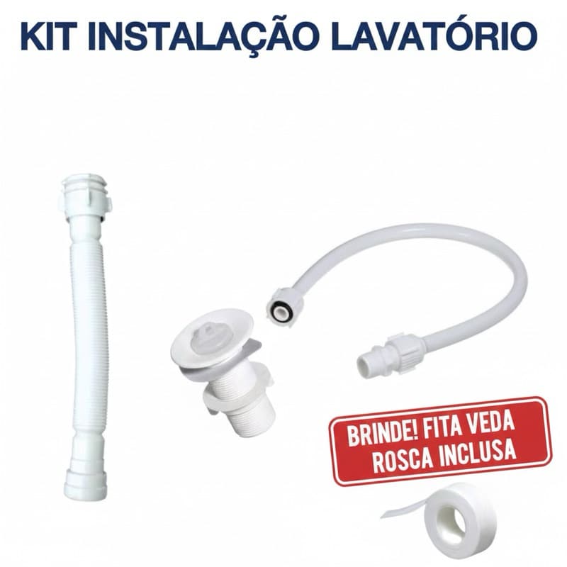 Kit Completo Instalação Cuba/Lavatório + Válvula+ Sifão Flexível +Engate Flexível+ BRINDE Veda Rosca
