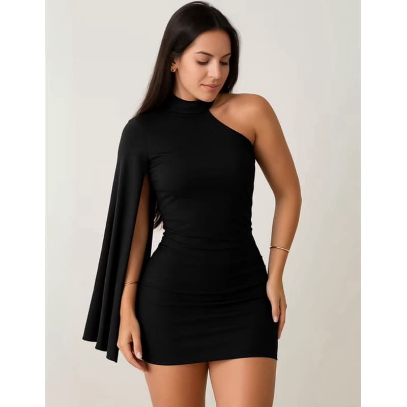 Vestido Tubinho Com Manga Solta Gola alta Com Bojo Moda Gringa sofisticado.