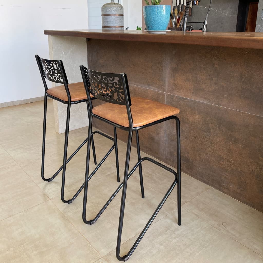 Kit 2 Banqueta Alta Estofada Conforto Total com Base Forte Ideal para Cozinha e Bar