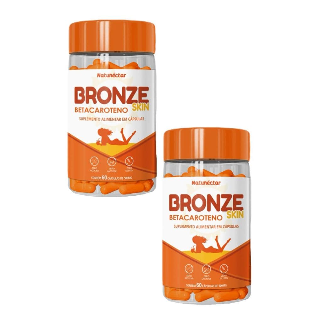 2x Bronze Skin- Betacaroteno - 60 Cápsulas 500mg