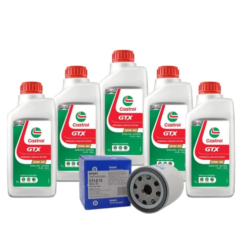 5 Litros Óleo Motor Mineral Castrol Gtx Antiborra Sae 20w50 + Filtro de óleo Delphi EFL619