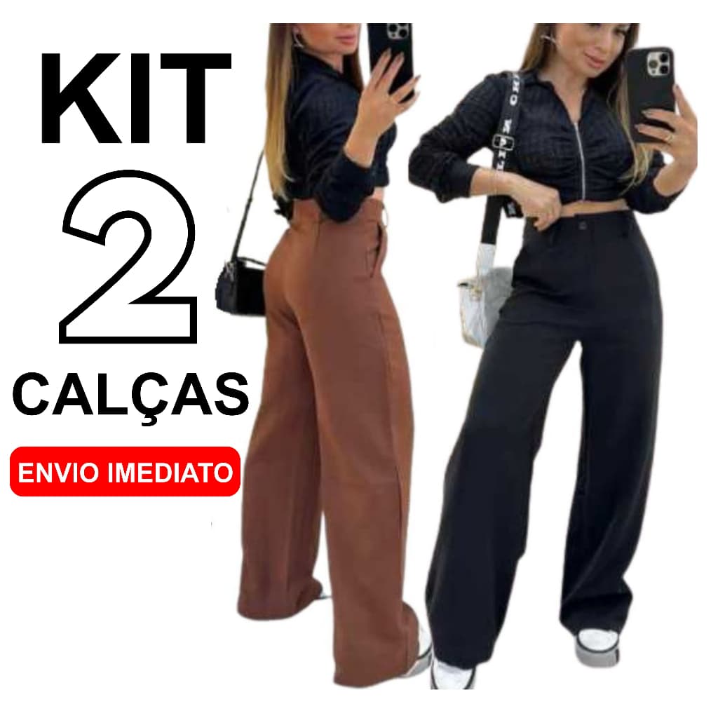 Kit 2 Calça Alfaiataria PREMIUM Com Bolso Cintura Alta ENVIO IMEDIATO