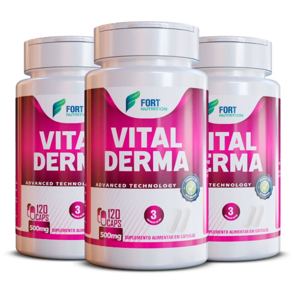 Vital Derma 120 Cápsulas – colageno verisol + coenzima q10 + acido hialurônico + zinco e biotina