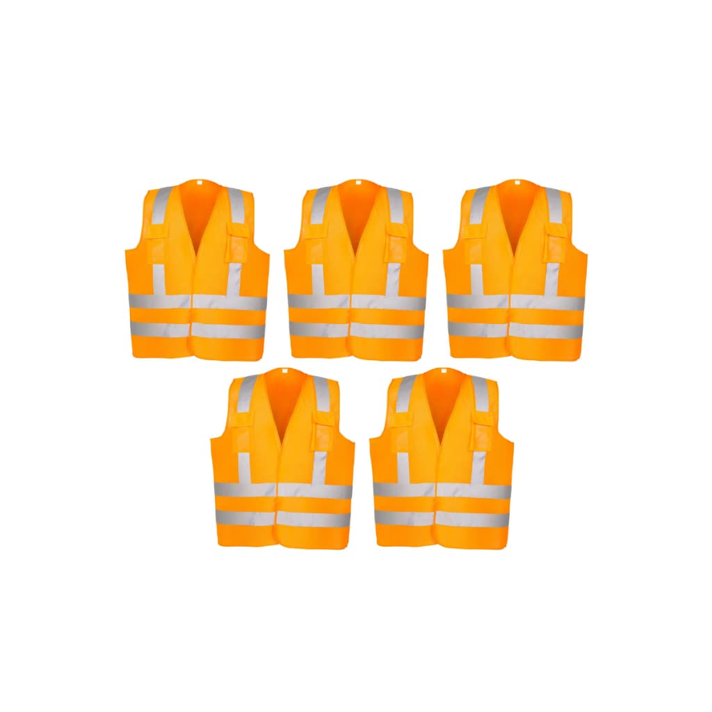 Kit 5 Coletes De Sinalização 2 Bolsos Com Velcro Refletivo Proteção Segurança Epi