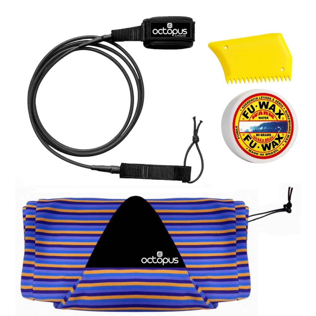 Leash (strep) 6`x 6,5mm + Capa Prancha Surf + Parafina Surf + Raspador