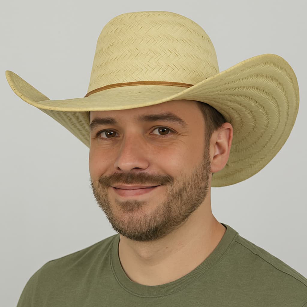 Chapéu de Palha Cowboy Sombreiro Moda Country Masculino Vaquejada Sertanejo Lançamento Aba Larga Caida