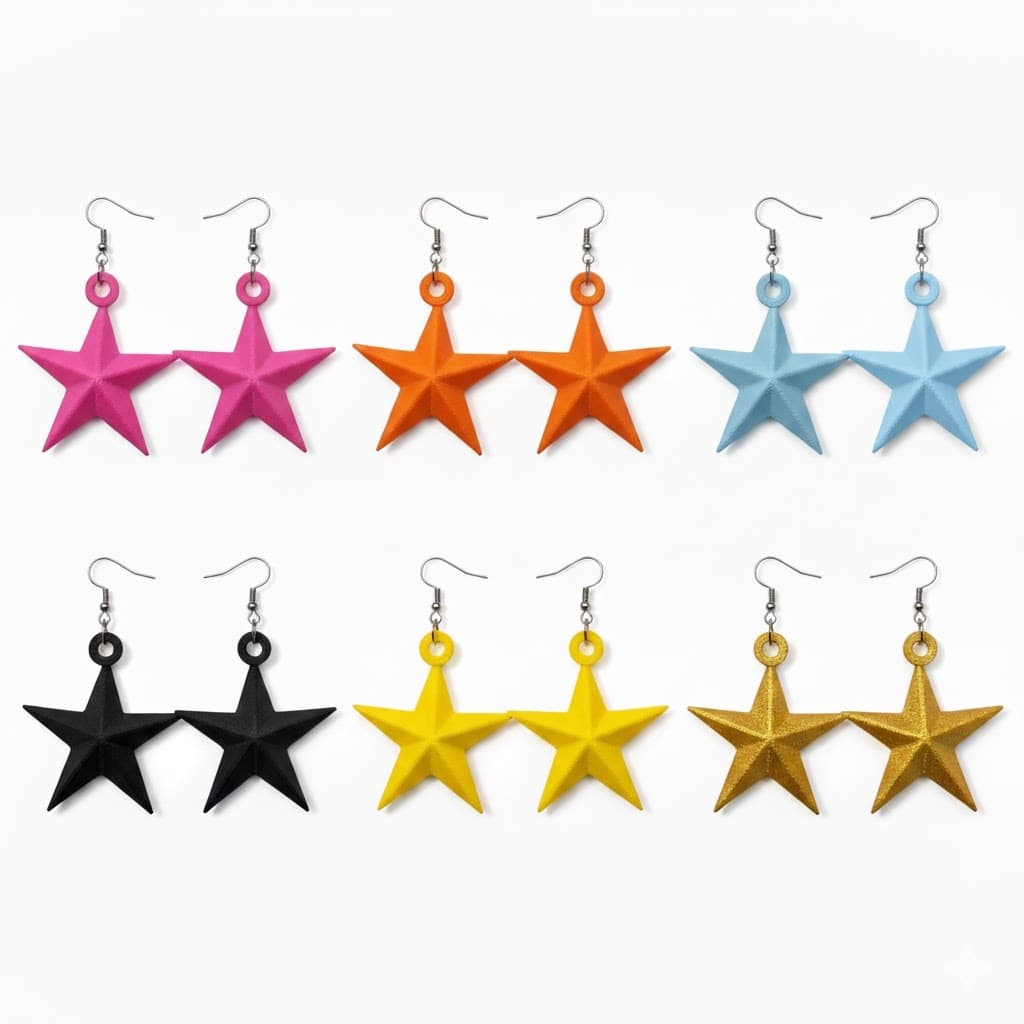 Brinco Estrela 3D Puffy – Seu Brilho, Suas Cores! Festas, Natal, Carnaval