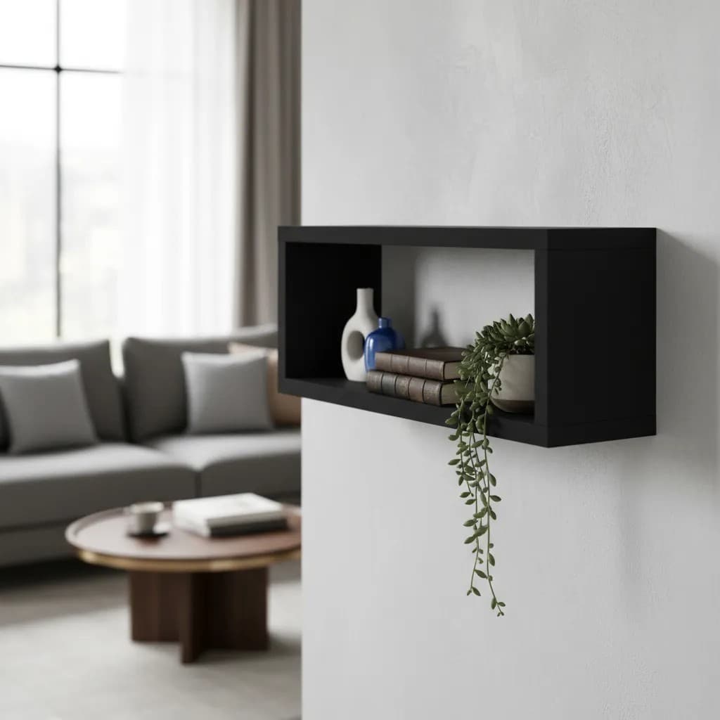 Nicho Retangular 50x25 Preto 15cm Profundidade Sala Banheiro Cozinha Quarto Organizador Decorativo