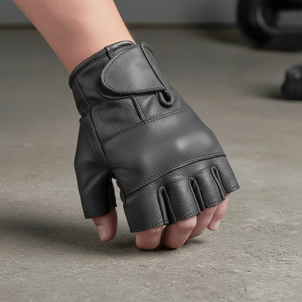 Luva Masculina Meio Dedo Moto Motociclista Motoqueiro Motoboy Em Couro Legítimo