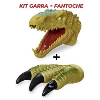 Kit Fantoche De Mão + Cabeça Garra De Dinossauro T-Rex