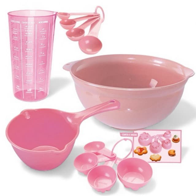 Kit Bacia Saladeira Bowl Tigela Multiuso Panela Colheres Xícaras Medidoras Copo Confeitaria
