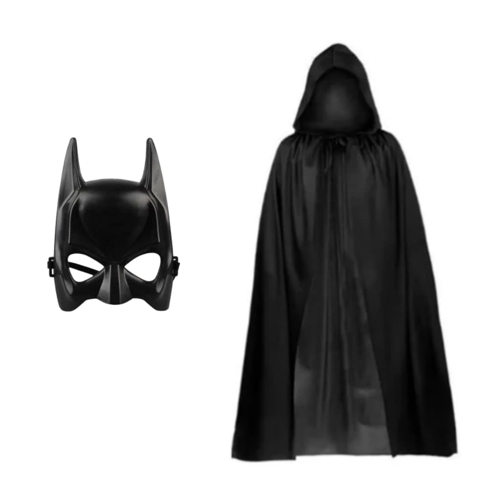 Kit Morcego Herói Capa e Mascara Fantasia Halloween Carnaval