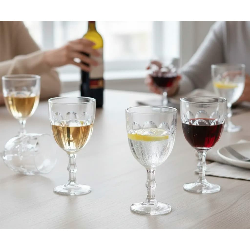 Jogo De 6 Taças Lotus De Vidro Para Vinho E Água 300ml Festas Mesa Posta Comemoração Natal