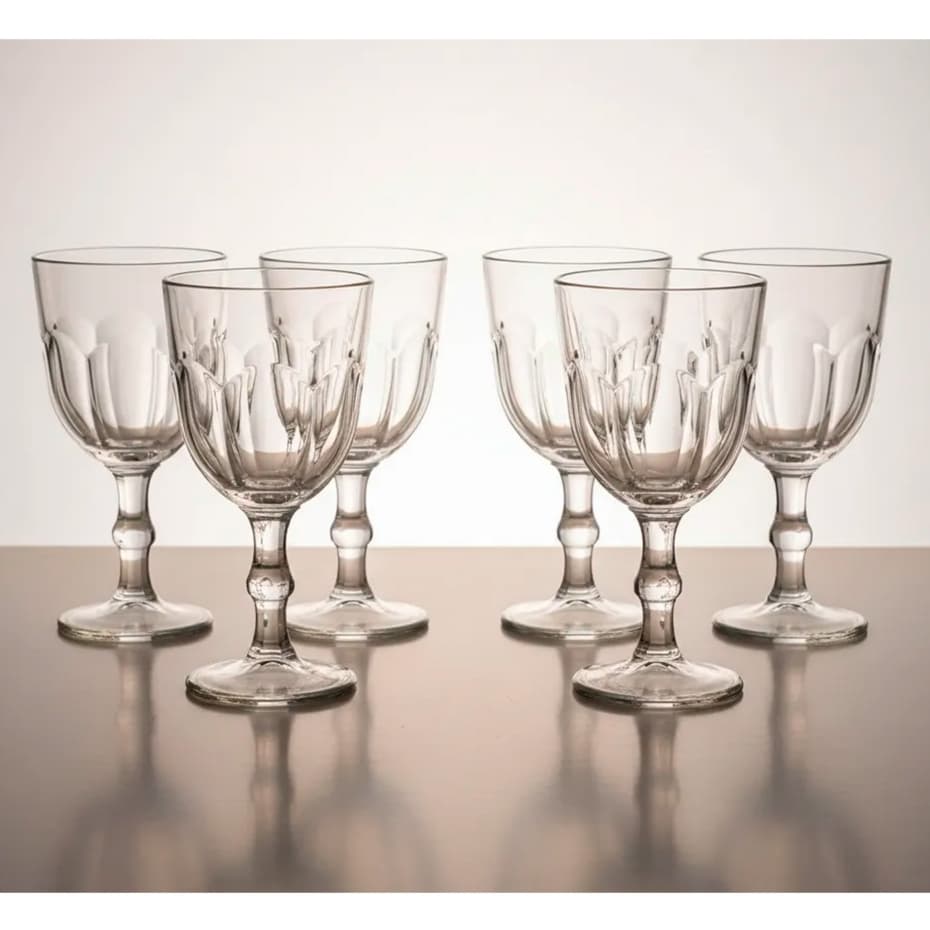Jogo De 6 Taças Jade De Vidro 315ml Para Vinho Água Suco Mesa Posta Decoração Natal Festas Ano Novo