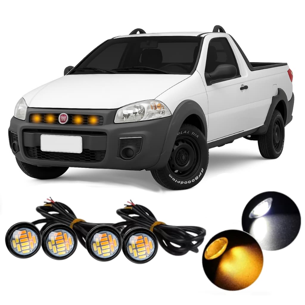 Kit 4 Led de Grade Enfeite Camionete Fiat Strada Stradinha Saveiro Montana Uno Gol Ranger S10