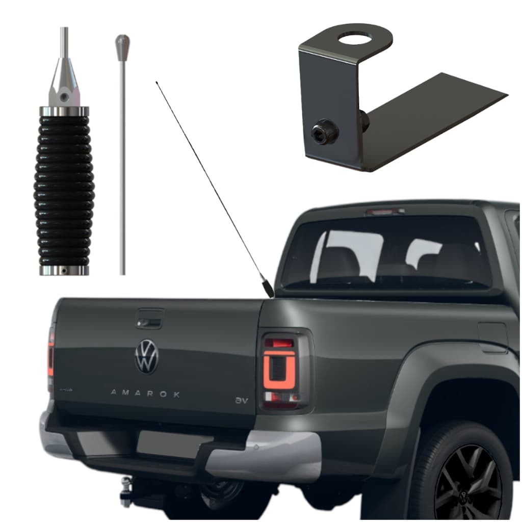 Kit Antena Px Enfeite Camionete Amarok Hilux Ranger Toro Strada Saveiro Montana Com Suporte