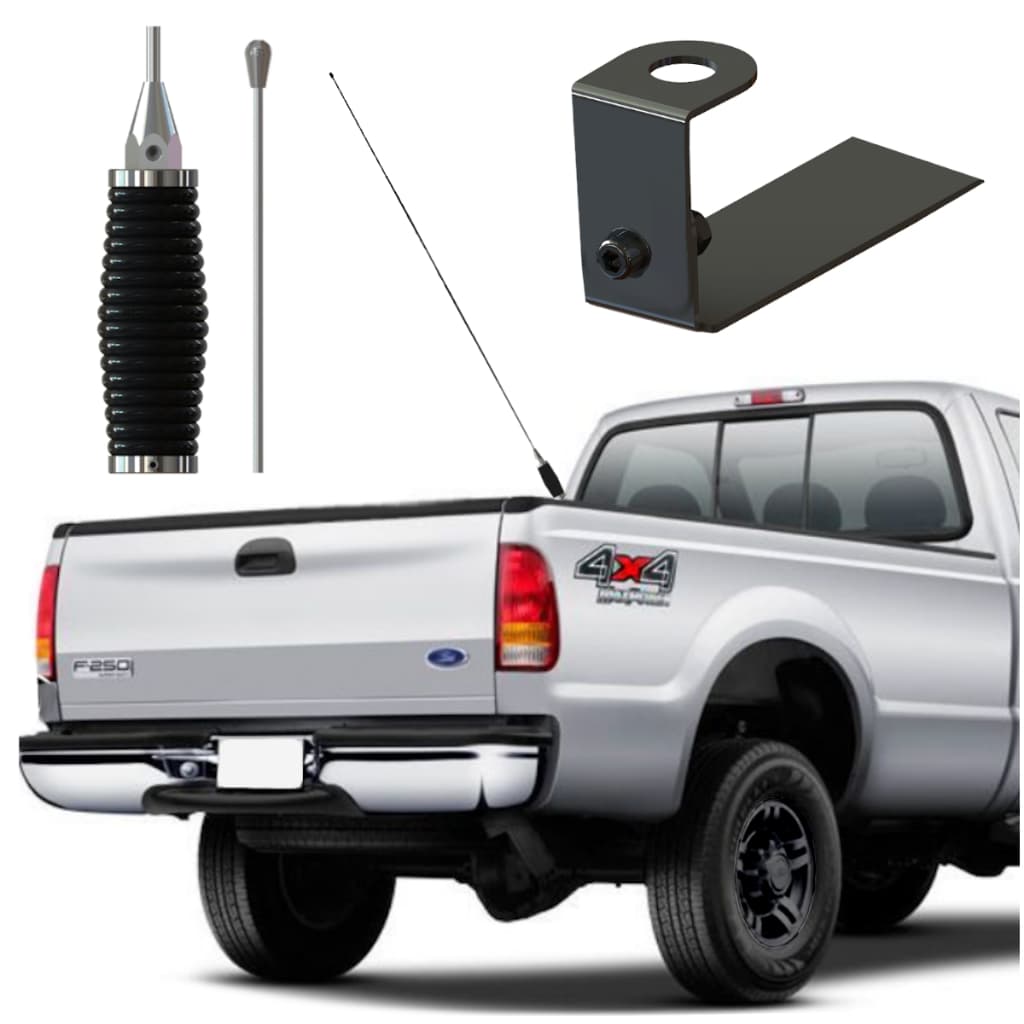 Kit Antena Px Enfeite Camionete + Suporte Ford F250 F1000 Silverado Ram