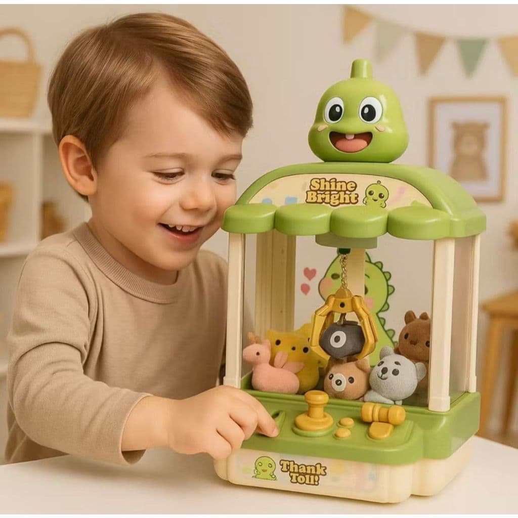 Mini Máquina de Pegar Ursinhos com Garra Automática - Luzes e Sons Interativos, Urso Dinossauro presente Natal criança