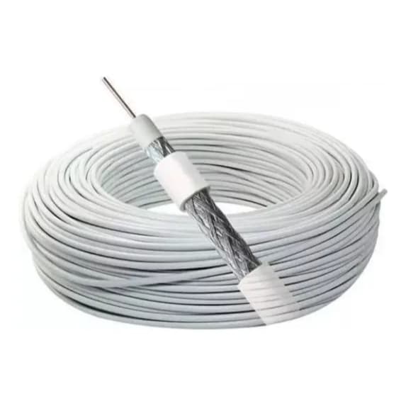 Cabo Coaxial Rg6 Branco 60% Bobina 100 Metros