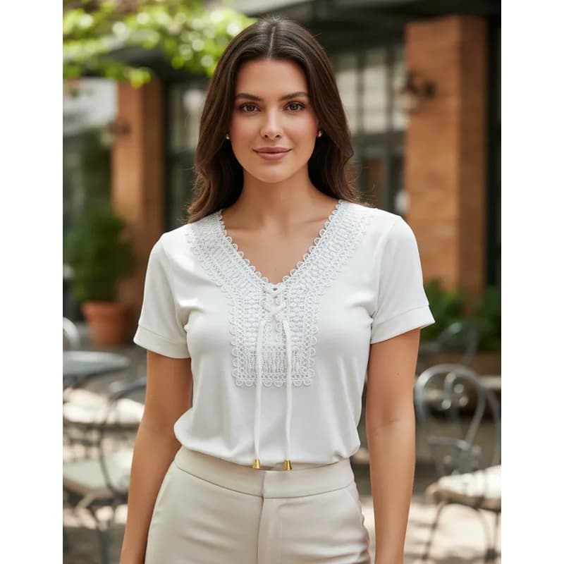 Blusa Feminina Manga Curta Moda Evangelica Sku:bv14
