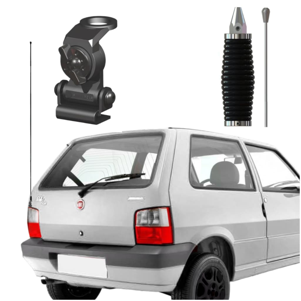 Kit Antena Px Enfeite Carro + Suporte Porta Malas Fiat Uno Mille Way Palio Celta Gol