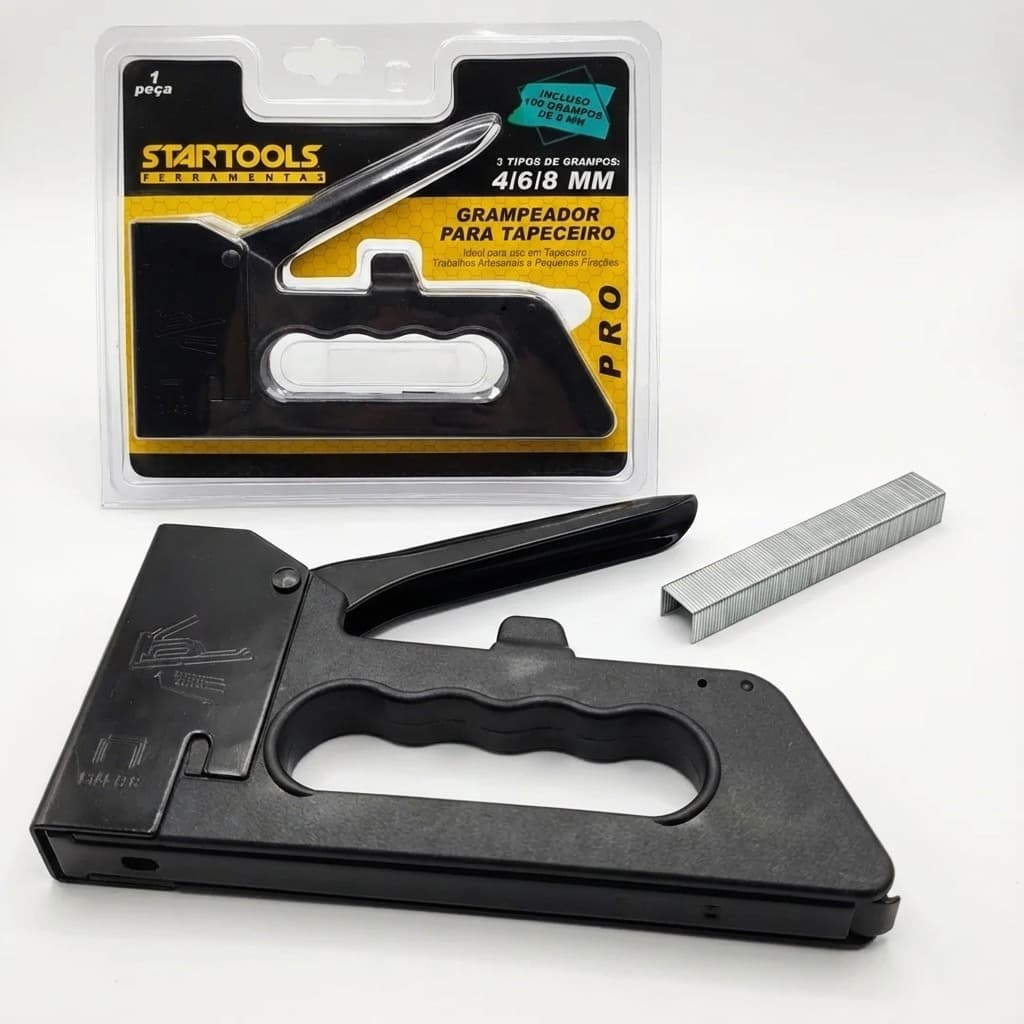 Grampeador de Tapeceiro Profissional | Grampos de 4, 6, 8mm | Tapeçaria, Molduras e Artesanato
