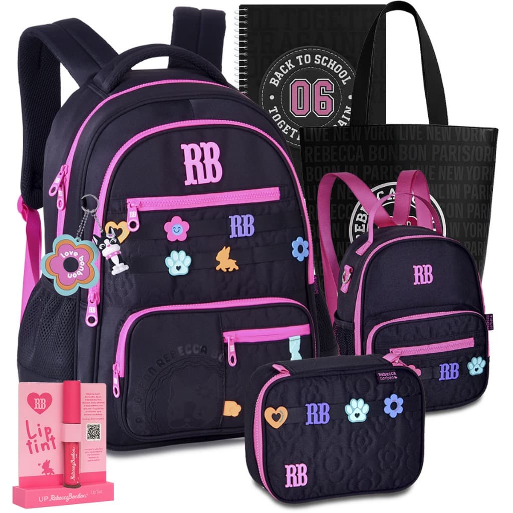 Kit Mochila Lancheira Estojo RB Rebecca Bonbon Holográfica Lançamento 2026 Exclusiva Brinde