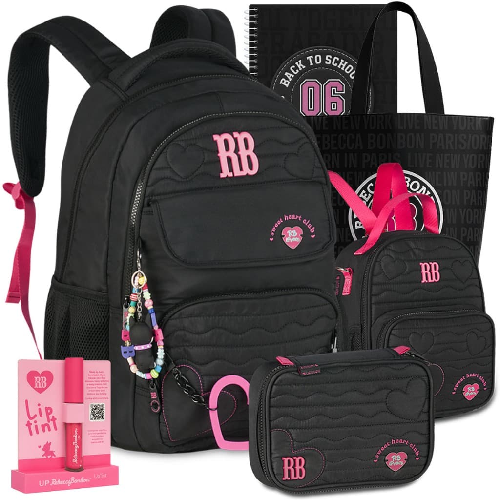 Kit Mochila RB Rebecca Bonbon Lançamento Escolar Lancheira Estojo 2026 com Brinde