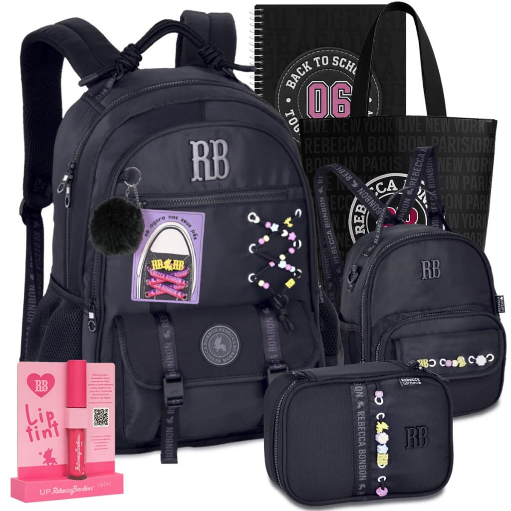 Kit Mochila RB Rebecca Bonbon Color Pop  Lançamento Escolar Lancheira Estojo 2026 com Brinde