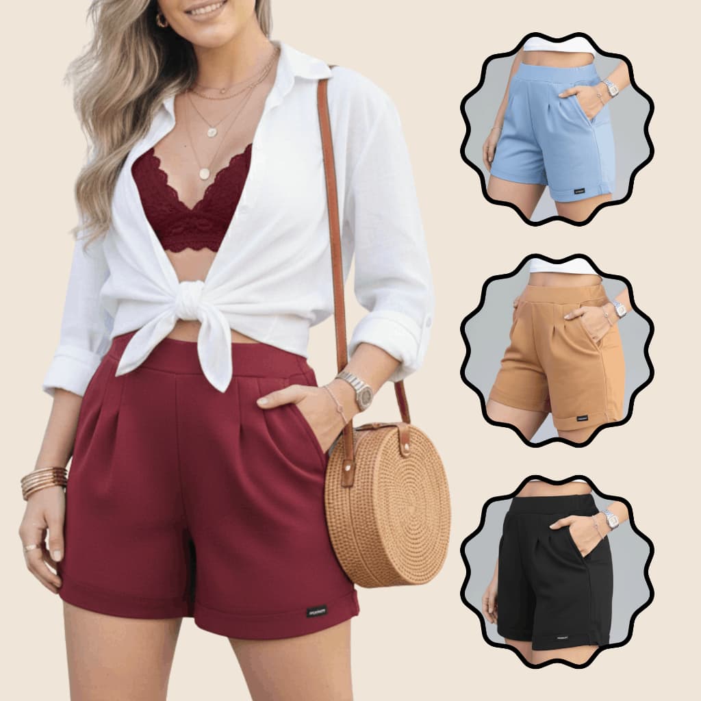 Bermuda Short Feminino Alfaiataria Social para Trabalhar