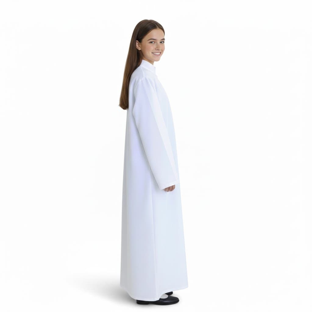 Túnica Coroinha Iniciante Branca – Traje Religioso Tradicional para Igreja
