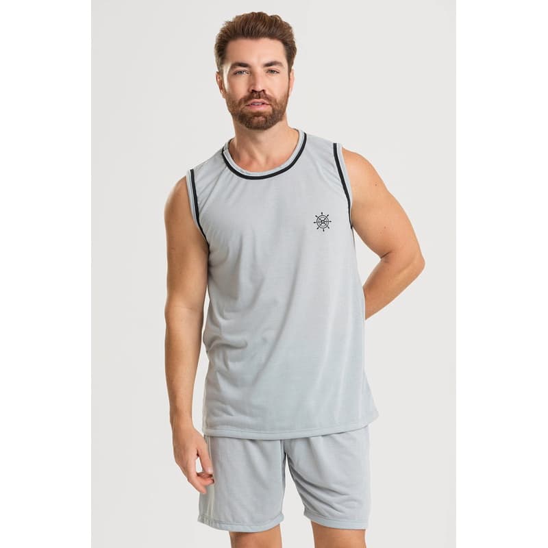 PIJAMA MASCULINO REGATA DE QUALIDADE COM DETALHE EM VIVO COM BORDADO LEVE E CONFORTÁVEL DIRETO DA FÁBRICA