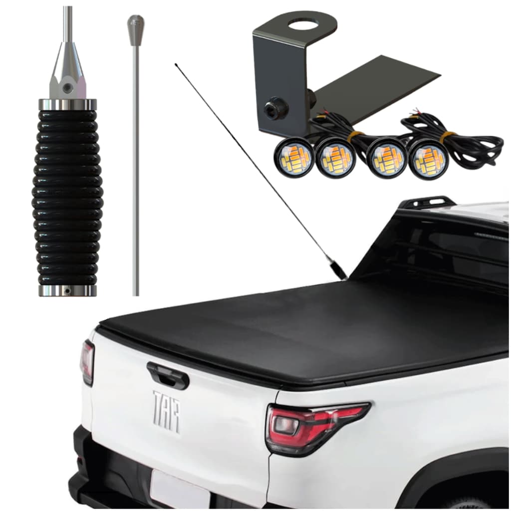 Kit Antena Px Enfeite Camionete + Suporte + Led Grade Brinde Strada Saveiro Montana Hilux Ranger S10 f250