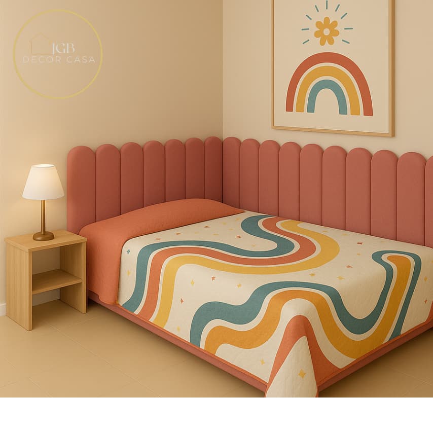 Kit Até 15 Cabeceira de Cama  Nuvem Autocolante de Parede em Módulos Estofados 45x20 cm