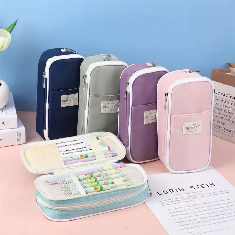 Estojo De Lápis De Tecido De Grande Capacidade Camada /Double Sided Pen Bag Pencil Case/Escolar ref 900930