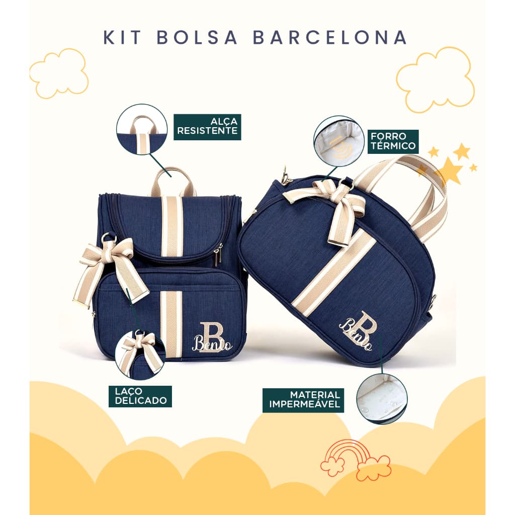 Kit Maternidade 2 peças, Personalizado Térmica Impermeável, Masculina, Barcelona.