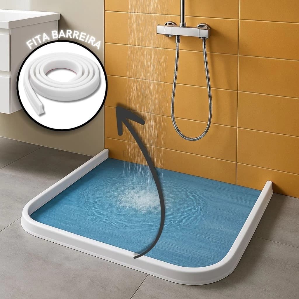 Barreira de Água em Silicone Vedação Retenção Área Molhada Banheiro Box Lavanderia
