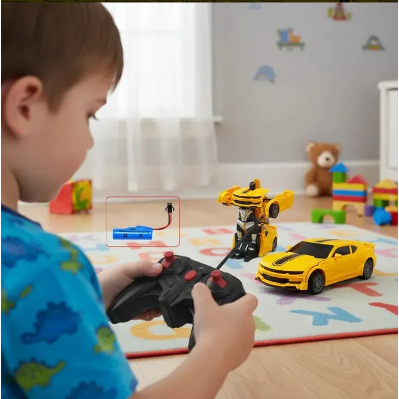 Carrinho Controle Remoto Recarregável Transformes Vira Robô Corrida Com 7 Funções Camaro Lamborghini