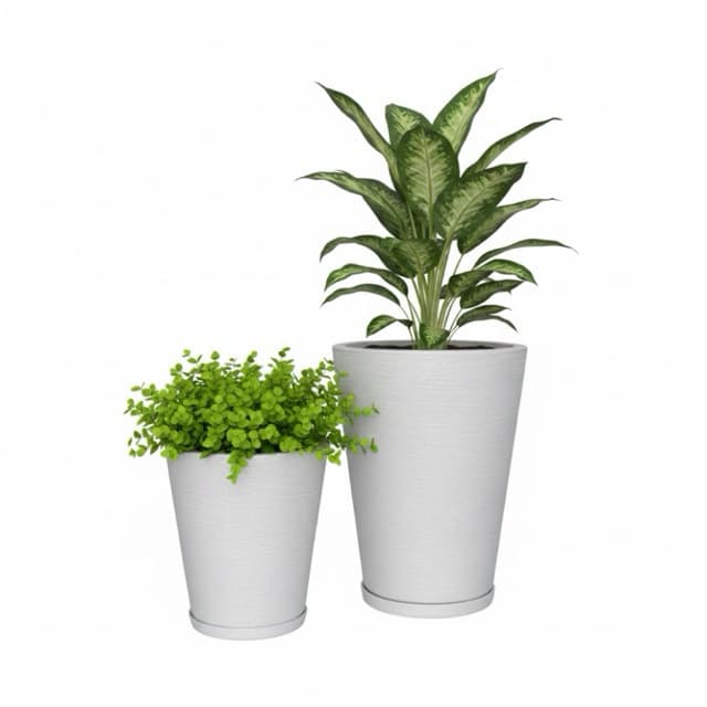 Kit 2 Vasos Coluna Escovada N1 N2 para plantas e flores jardim decorativo luxo interno externo