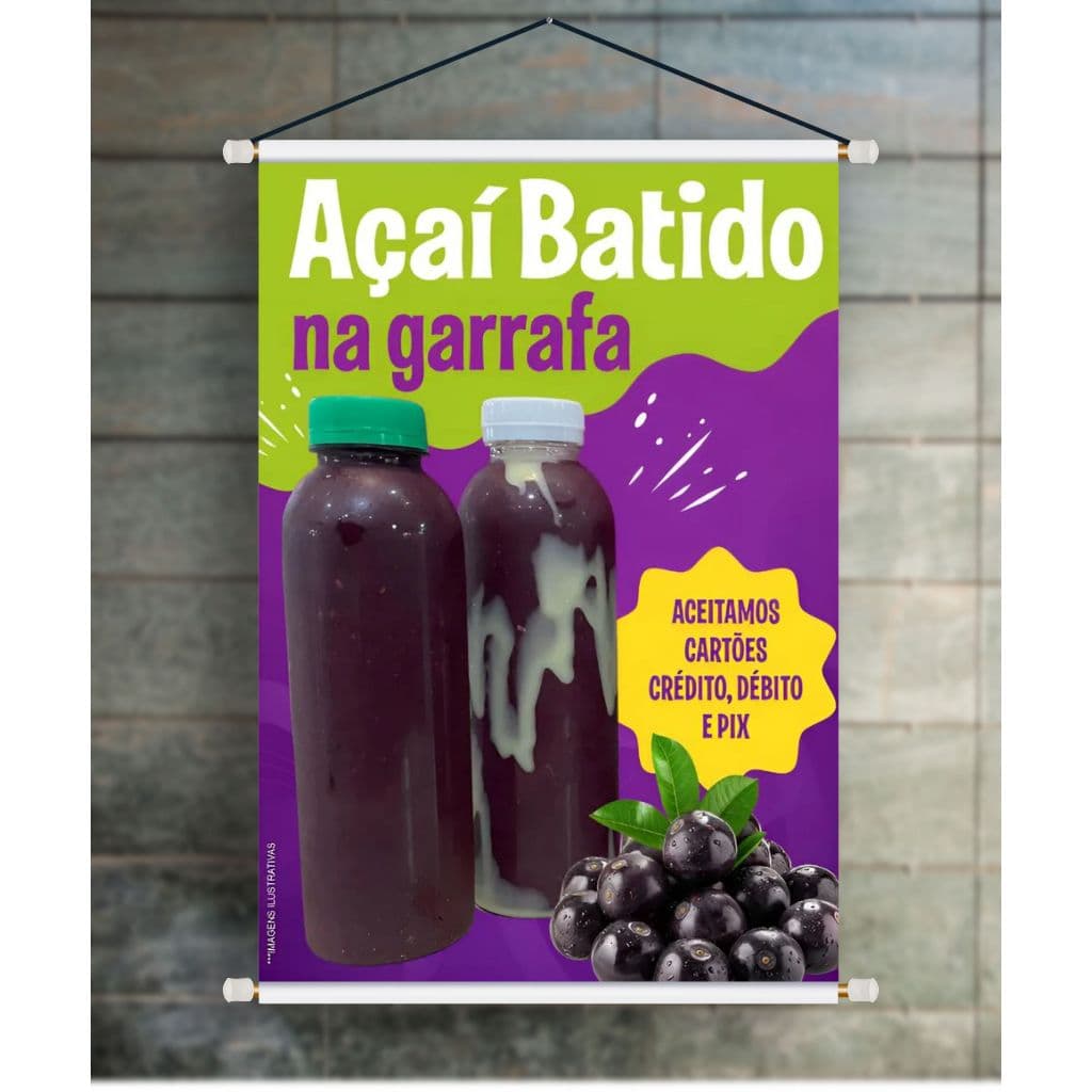 BANNER ARTE PRONTA - AÇAÍ BATIDO NA GARRAFA