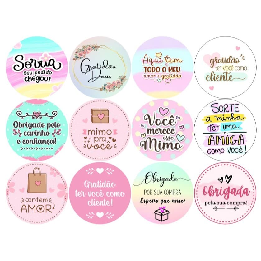 100 ADESIVOS ETIQUETAS GRATIDÃO 4X4 CM