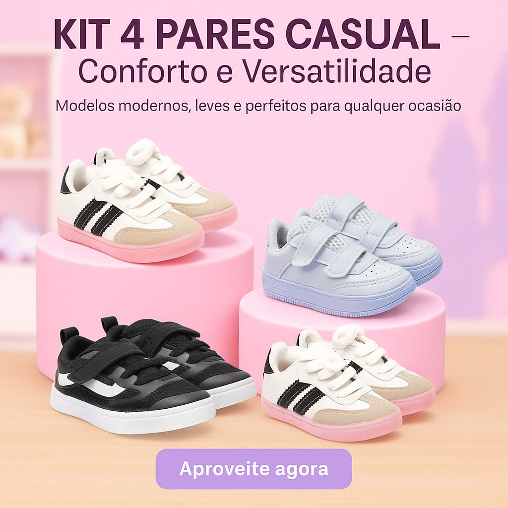 Combo 4 Tênis Menina Infantil - Conforto e Versatilidade Modelos Modernos e Lindos - APROVEITE JÁ!