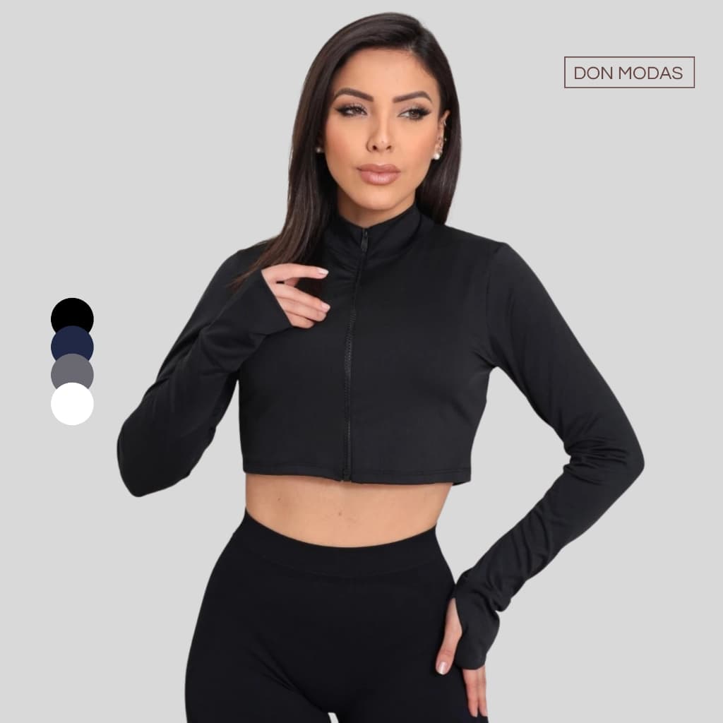 Casaquinho Blusa Feminina Manga Longa Dedeira Esporte Proteção UV Academia