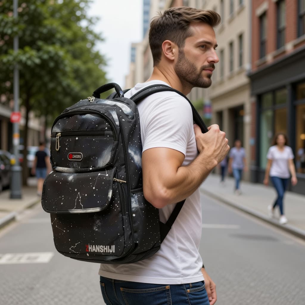 Mochila Escolar Infantil Masculina Espaço Estrelas | Grande, Organizada, Abertura Total 180°