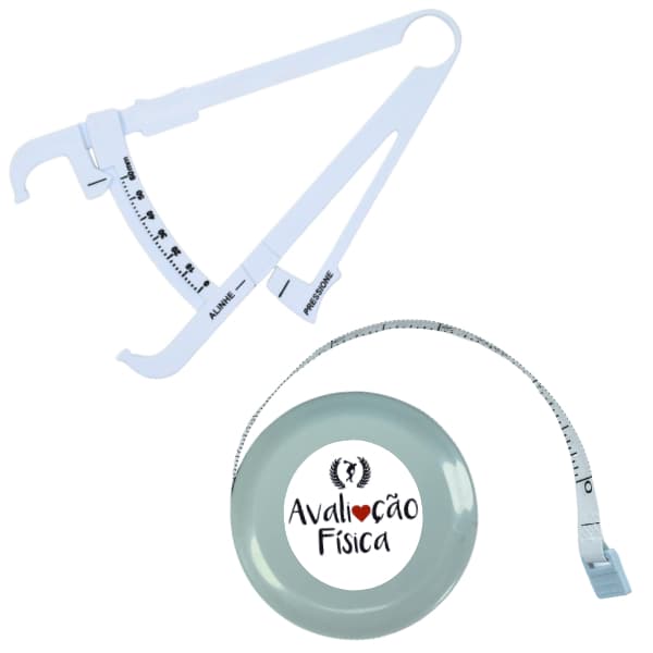 Kit Medir Gordura Corporal Fita Metrica Imc Adipometro Avaliacao Fisica